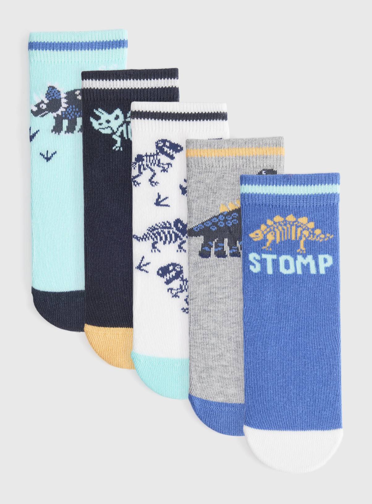 Dinosaur Ankle Socks 5 Pack 3-5.5 Infant - Image 1